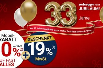 Aktuelle Möbel Rabatt Aktion mit mindestens 40 % Rabatt auf fast alles bei Zurbrüggen