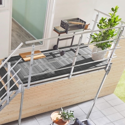 Balkontreppe Intercon® Hollywood | WPC Edition mit Sonderpodest | Lava-Anthrazit