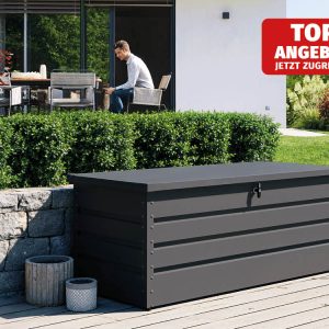 FREIZEITBOX 152 x 69 x 61 cm – Stilvolle Aufbewahrungsbox für den Garten: Ideale Gartenbox und Auflagenbox. Gerätebox in edlem Design.