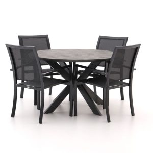 Bellagio Anzio/Fidenza ø 126 cm Gartenmöbel-Set 5-teilig stapelbar