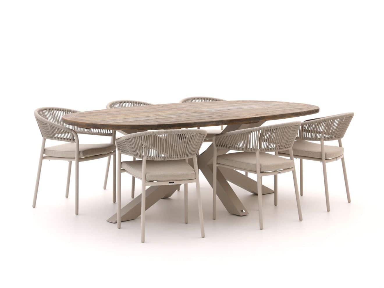 Bellagio Nova Siri/ROUGH-Y Ellips 240 cm Gartenmöbel-Set 7-teilig stapelbar