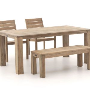 ROUGH-S/ROUGH-X 180 cm Gartenmöbel-Set mit Bank 4-teilig stapelbar