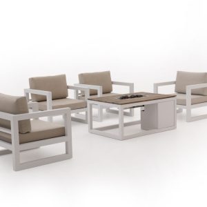 Forza Calleo/Cosiraw Sessel Lounge-Set mit Feuertisch 5-teilig