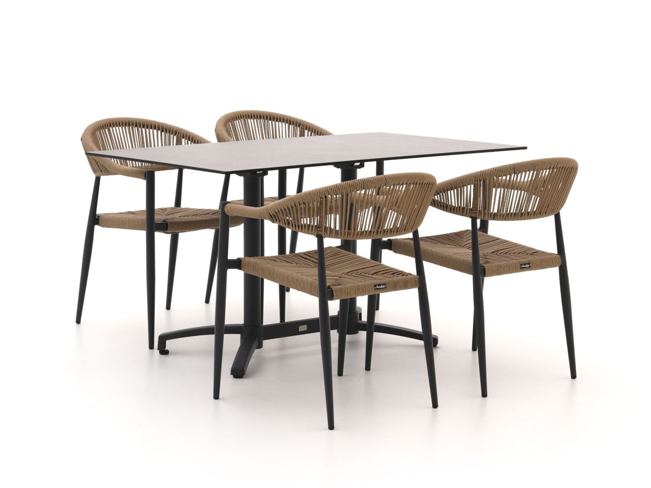 Manifesto Belpasso/Canzo 140 cm Gartenmöbel-Set 5-teilig stapelbar klappbar