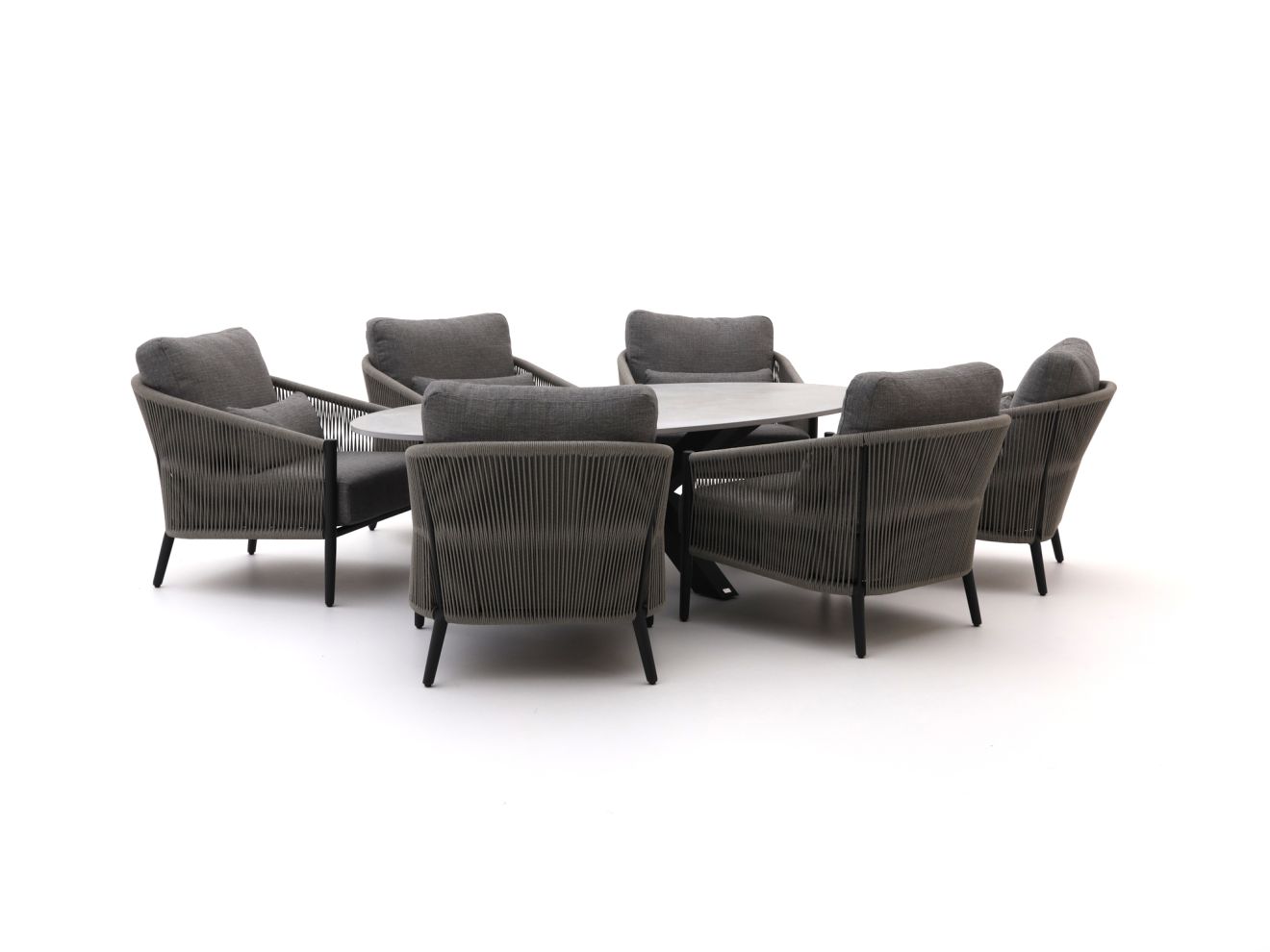 Bellagio Mineo/Induno Ellips 240 cm Low Dining Gartenmöbel-Set 7-teilig