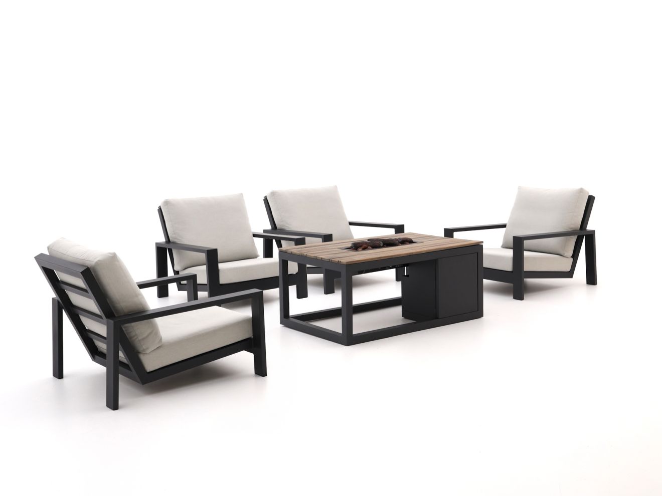 Bellagio Vezzano/Cosiraw Sessel Lounge-Set mit Feuertisch 5-teilig