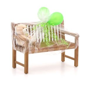 Kinder Gartenbank 75x40x56 cm/KiKabär Groß 30 cm Braun