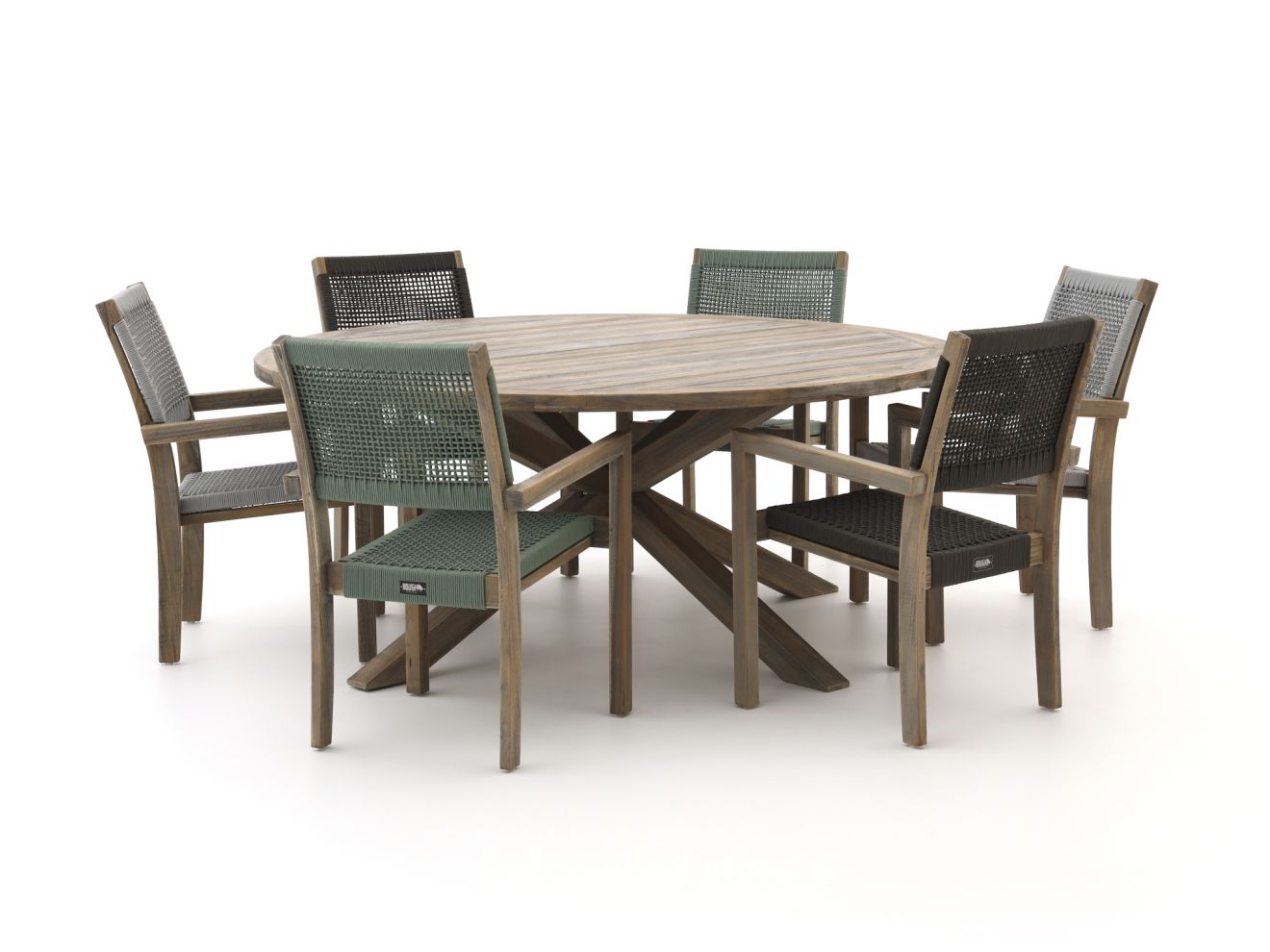 ROUGH-Batang Rope/ROUGH-Y ø 180 cm Gartenmöbel-Set 7-teilig stapelbar