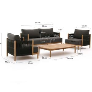 Zavelli Convivia Sessel-Sofa Lounge-Set 4-teilig 4-Sitzer