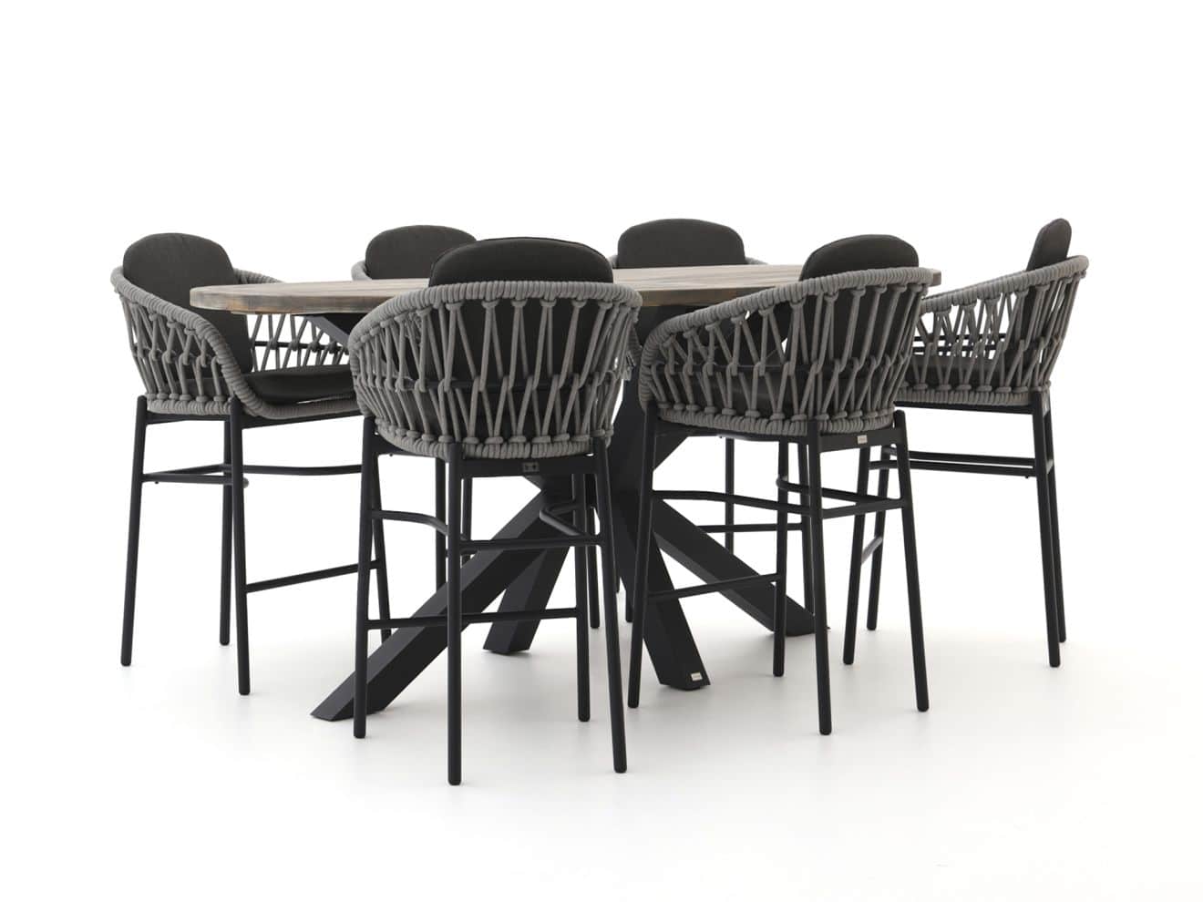 Bellagio Cupello/ROUGH-Y Ellips 240 cm Gartenbar-Set 7-teilig stapelbar