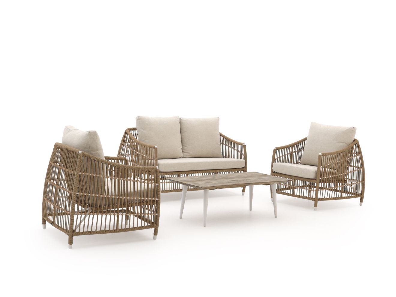 Manifesto Ortello/ROUGH-K Sessel-Sofa Lounge-Set 4-teilig 4-Sitzer