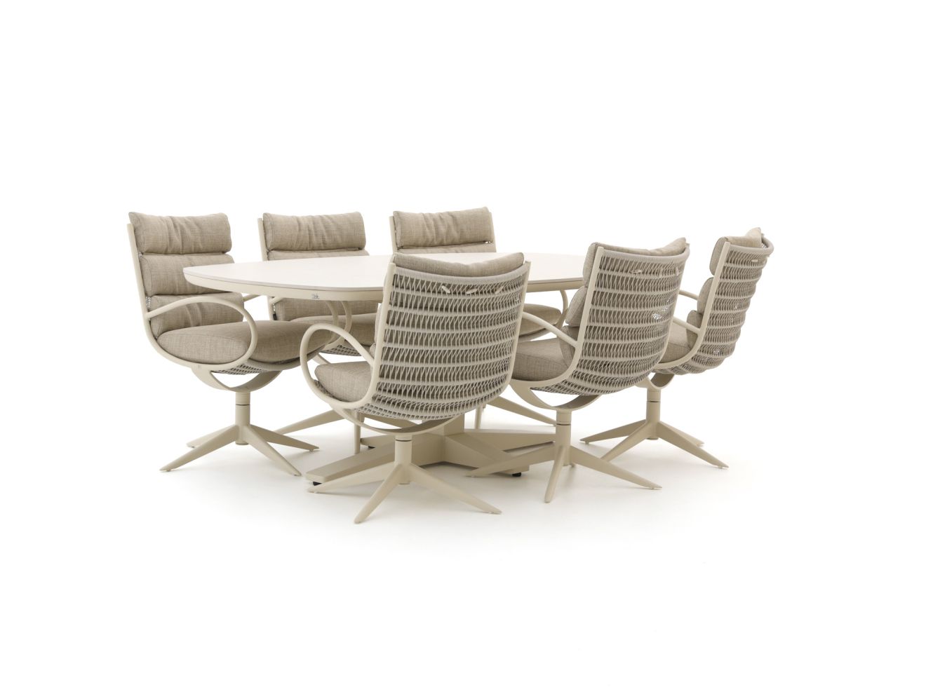 Apple Bee Camp Bay/Zanzibar dänisch oval 220 cm Gartenmöbel-Set 7-teilig
