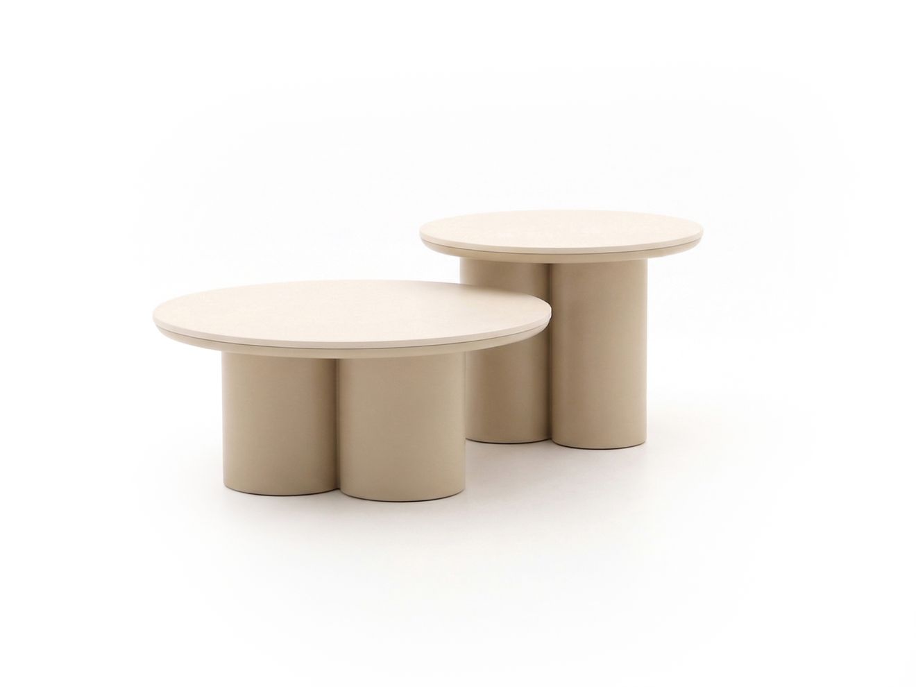 Apple Bee Tonga Beistelltisch-Set ø 80 cm (h: 36 cm)/ø 60 cm (h: 44 cm)