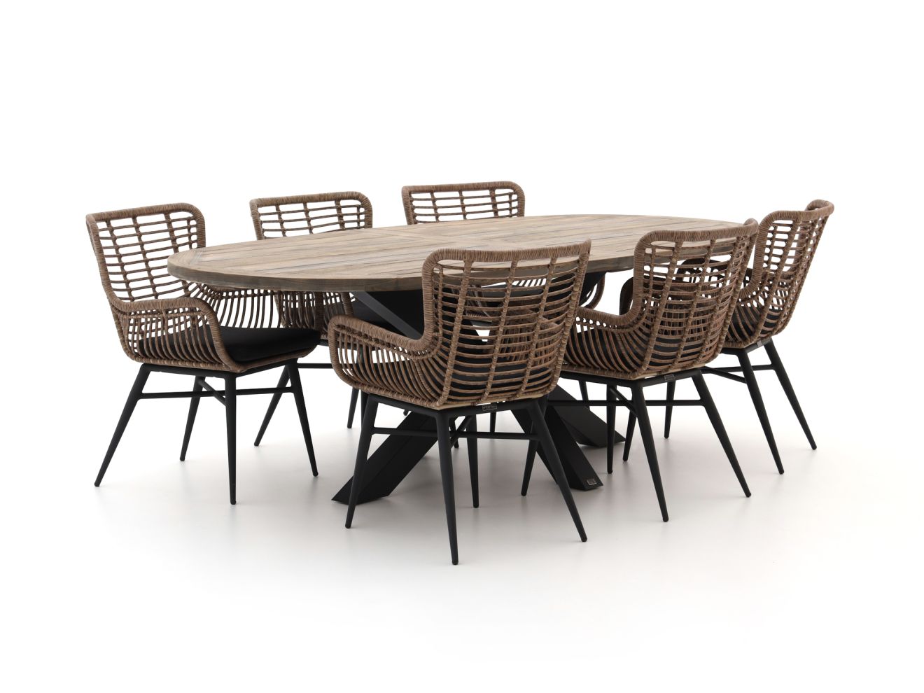 Intenso Asti/Rough-Y Ellips 240 cm Gartenmöbel-Set 7-teilig