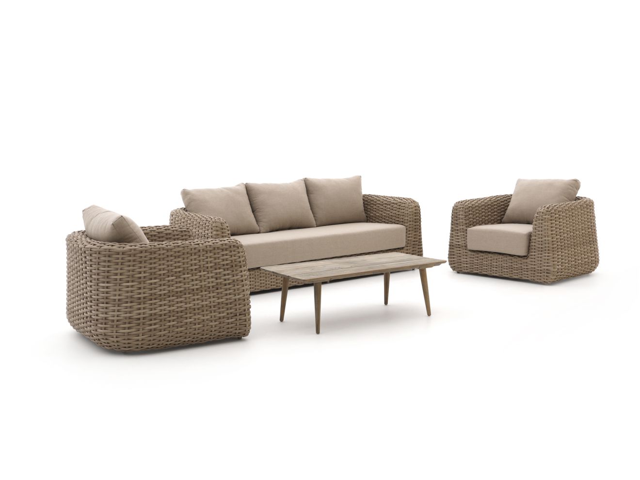 Intenso Tarcento/ROUGH-K Sessel-Sofa Lounge-Set 4-teilig