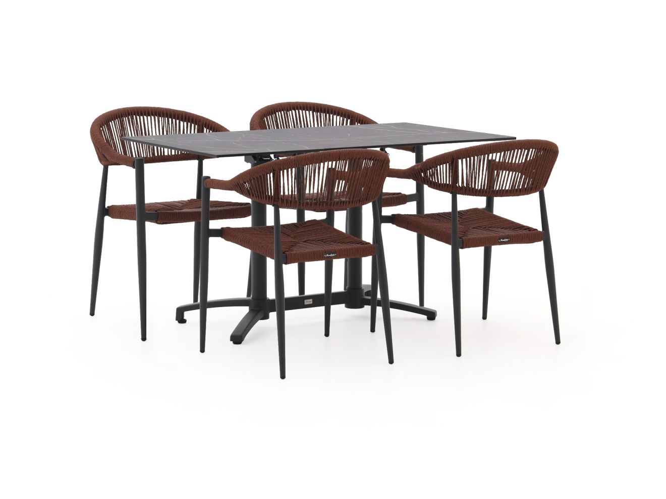 Manifesto Belpasso/Canzo 120 cm Gartenmöbel-Set 5-teilig stapelbar