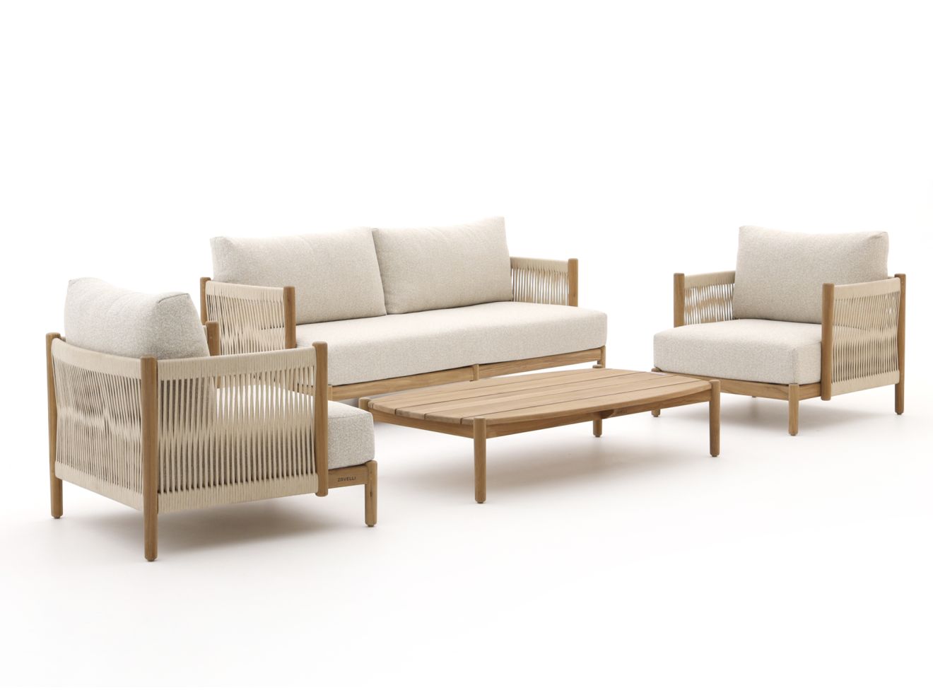 Zavelli Convivia Sessel-Sofa Lounge-Set 4-teilig 4-Sitzer