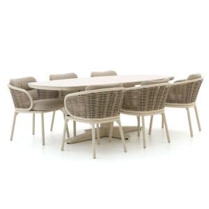 Apple Bee Pine Key/Zanzibar dänisch oval 220 cm Gartenmöbel-Set 7-teilig