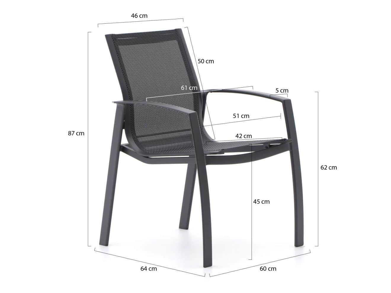 R&S Design Altea/Fidenza 160 cm Gartenmöbel-Set 5-teilig stapelbar