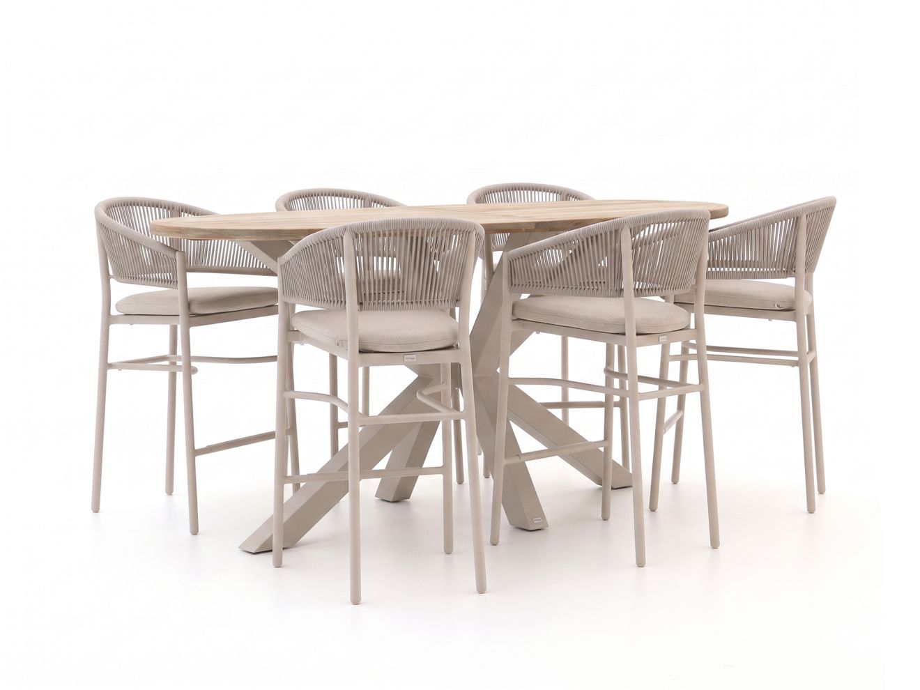 Bellagio Panaro/ROUGH-Y Ellips 240 cm Gartenbar-Set 7-teilig