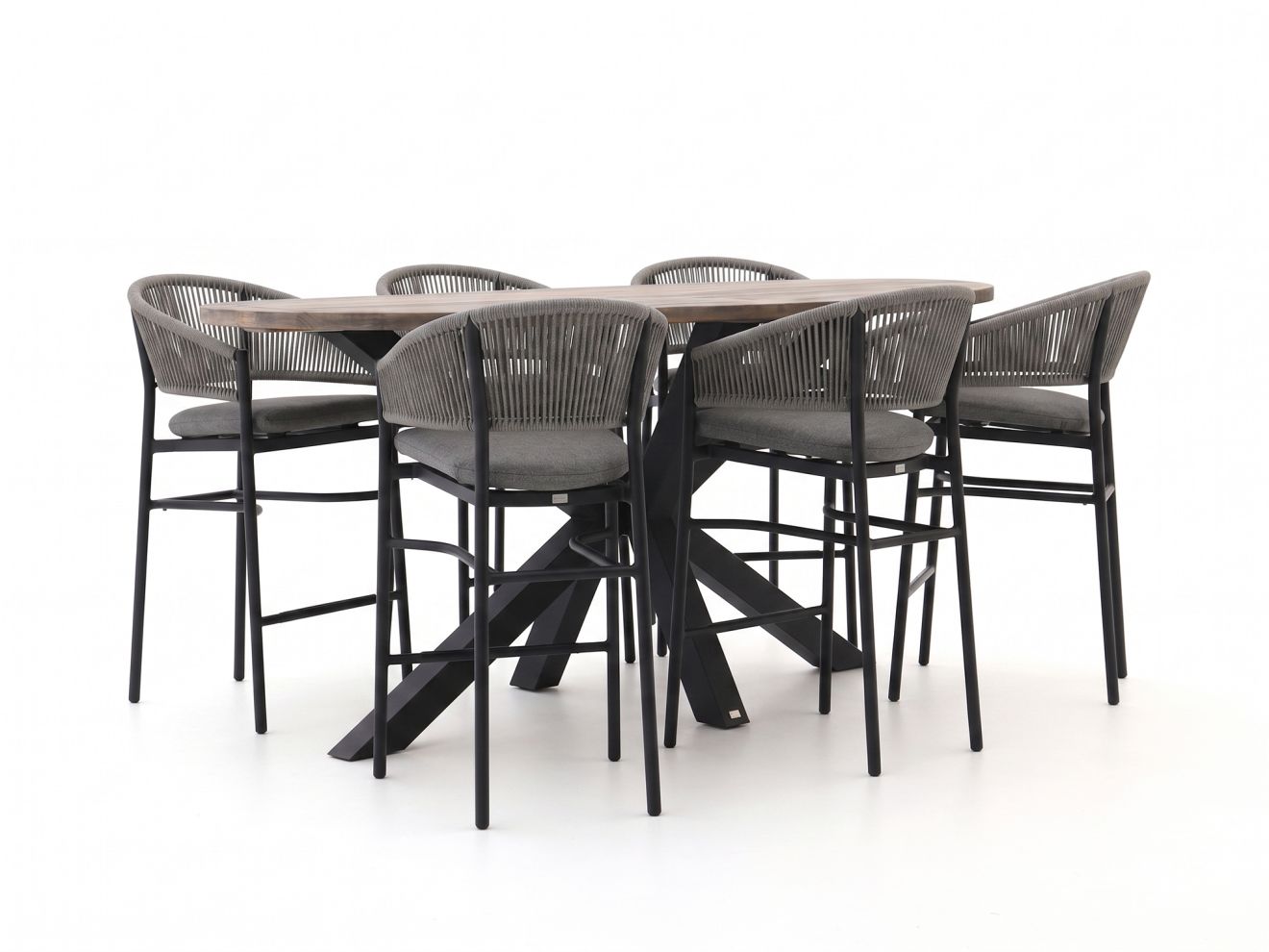 Bellagio Panaro/ROUGH-Y Ellips 240 cm Gartenbar-Set 7-teilig